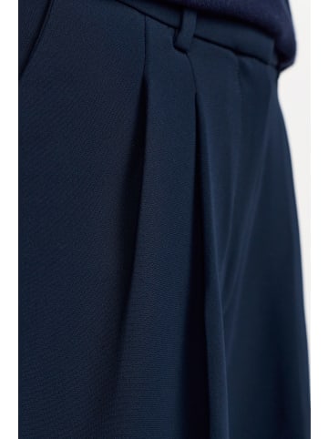 Rich & Royal Wide Leg Pleated Pants in Midnight Blue