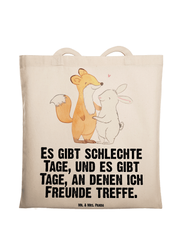 Mr. & Mrs. Panda Tragetasche Fuchs Hase Freunde treffen mit Spruch in Creme