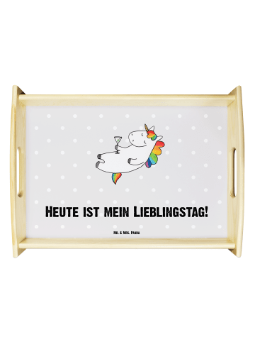 Mr. & Mrs. Panda Servier Tablett Otter Seerose mit Spruch in Grau Pastell