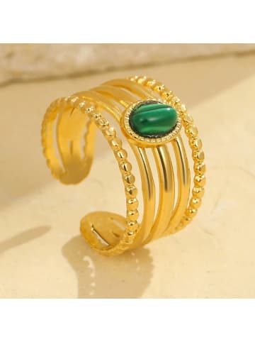 Himmelsflüsterer  Ring mit grünem Malachit-Exposé-Kunststein