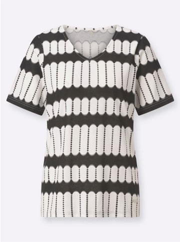 WITT WEIDEN Shirt in schwarz-ecru-bedruckt