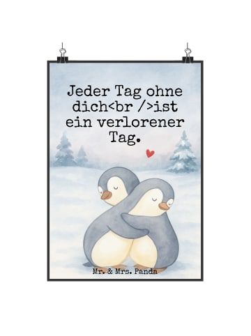 Mr. & Mrs. Panda Bild Pinguine Kuscheln Design mit Spruch in Weiß