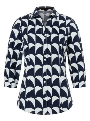 More & More Hemdbluse in geometrical print ink blue offwhite