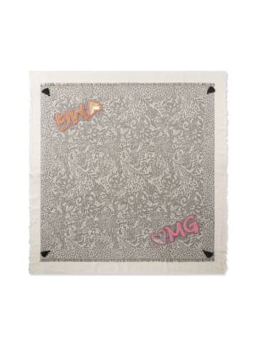 Codello Jacquard-Tuch mit Leomuster und Schriftzügen in Schwarz