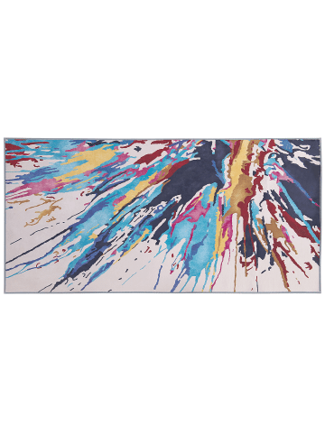 Beliani Kurzflor KARABUK in Bunt/Weiß/Blau - (W) 80 x (H) 0.5 x (L) 150 cm
