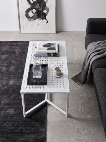 KADIMA DESIGN Couchtisch rechteckig, transparentes Einscheibensicherheitsglas in Weiß