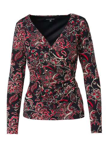 KOROSHI Women's long sleeve t-shirt with crossover neckline in SCHWARZ
