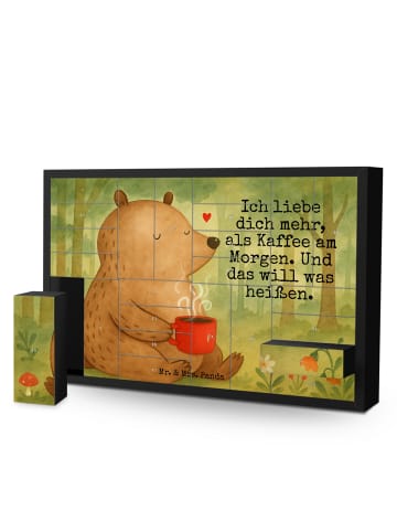 Mr. & Mrs. Panda Adventskalender Bär Morgenkaffee Design mit Spruch in Weiß