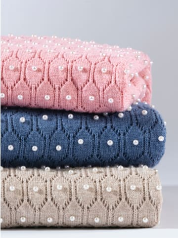 WITT WEIDEN Ajour-Pullover in rauchblau-meliert