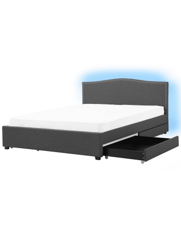 Beliani Doppelbett mit LED MONTPELLIER in Grau/Braun - (W) 187 x (H) 110 x (L) 213 cm