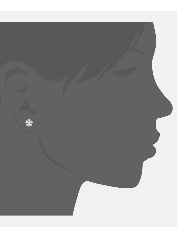 Diamant L'éternel Ohrstecker aus 375 Weißgold mit Zirkonia Blumen-Design