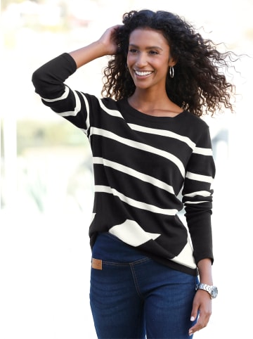 Heine Pullover in schwarz-ecru-gemustert