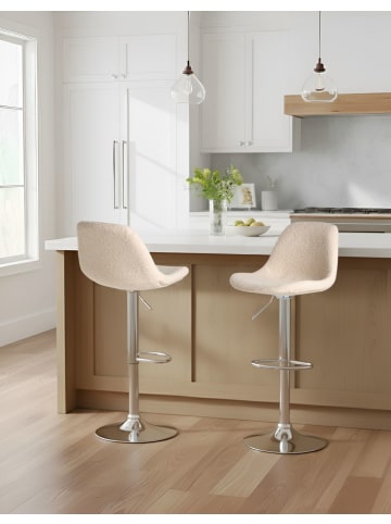 Beliani 2-tlg Drehhocker KAHLA in Beige/Silber