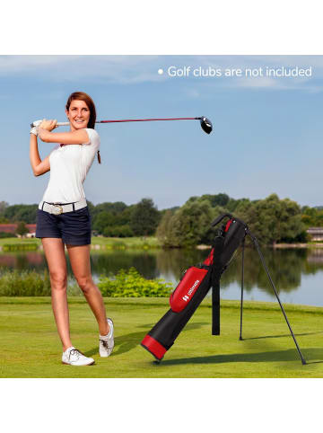COSTWAY Golf Pencil Bag mit Ständer in Rot