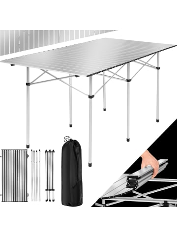 tectake Aluminium Campingtisch  140 x 70 x 70 cm, grau