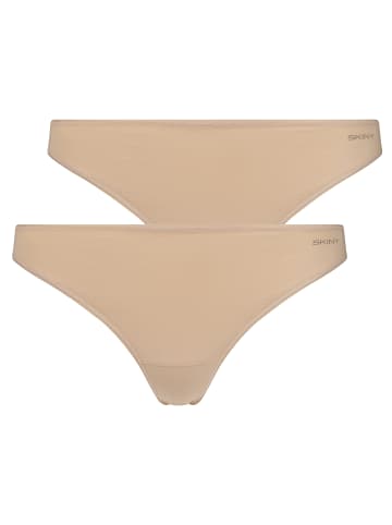 Skiny 2er P String Advantage Cotton Stretch in Beige