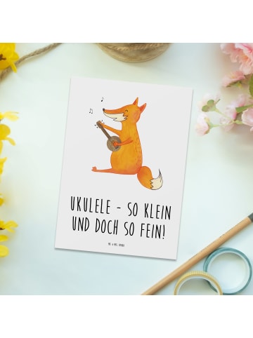 Mr. & Mrs. Panda Grußkarte Zauberhafte Ukulele mit Spruch in Weiß