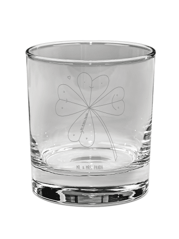 Mr. & Mrs. Panda Tumbler Glas Blume Kleeblatt ohne Spruch in Transparent