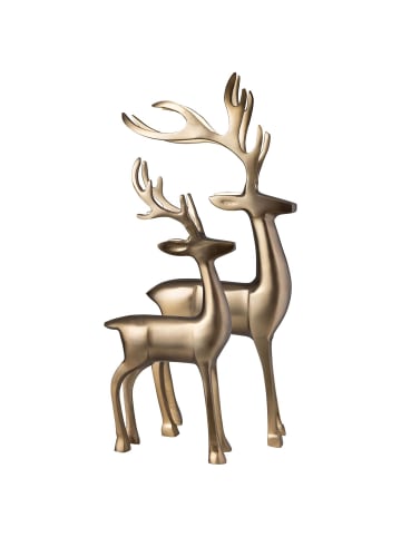 Villeroy & Boch 2er Set Dekofiguren Hirschpaar Christmas Chic in Gold 36 cm / 44 cm in gold