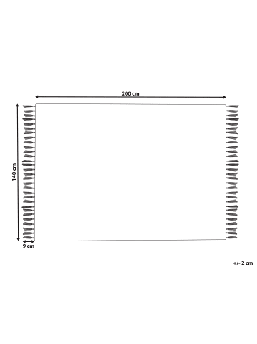 Beliani Geflochtener Teppich HISARLI in Bunt/Weiß/Braun - (W) 140 x (H) 3 x (L) 200 cm