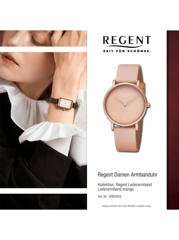 Regent Armbanduhr-Analog orange mittel (ca. 36mm) Regent Lederarmband