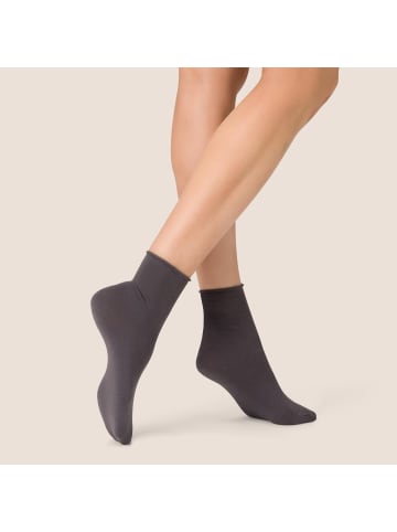 Kunert Socken Sensual Cotton Rollrand in Antracite