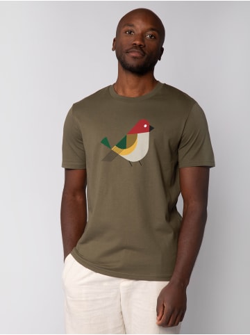 wat? Apparel T-Shirt Vogel in Khaki
