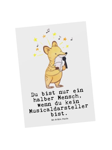 Mr. & Mrs. Panda Postkarte Musicaldarsteller Herz mit Spruch in Weiß