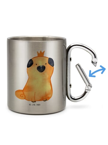 Mr. & Mrs. Panda Thermo Kaffeebecher Mops Krone ohne Spruch in Silber