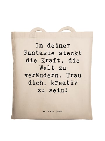 Mr. & Mrs. Panda Shopping Tasche Spruch Die Freude an der Kreati... in Creme