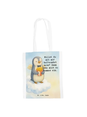 Mr. & Mrs. Panda Tasche Pinguin Engel Pommes Design mit Spruch in Weiß