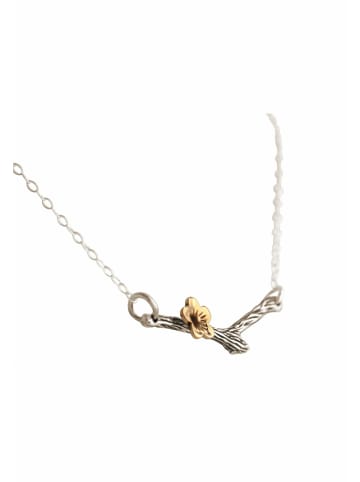 Gemshine Halskette mit Anhänger SAKURA Kirschbaumzweig Blüte in silver coloured