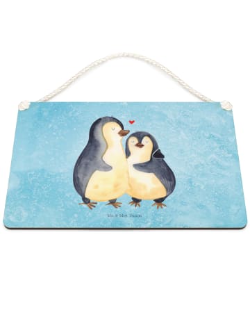 Mr. & Mrs. Panda Schild Pinguin umarmen ohne Spruch in Eisblau