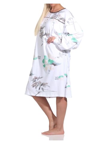 NORMANN Nachthemd langarm und Knopfleiste am Hals - 76085 in grün