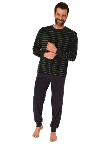 NORMANN langarm Frottee Pyjama Schlafanzug Bündchen - 67714 in grün