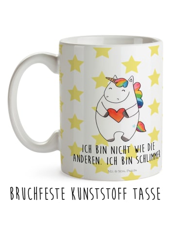 Mr. & Mrs. Panda Becher Einhorn Herz mit Spruch in Weiß