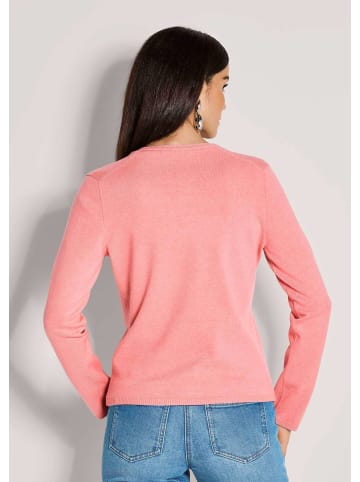 MADELEINE Basic Strickjacke mit Halbarmpullover in apricot / melange