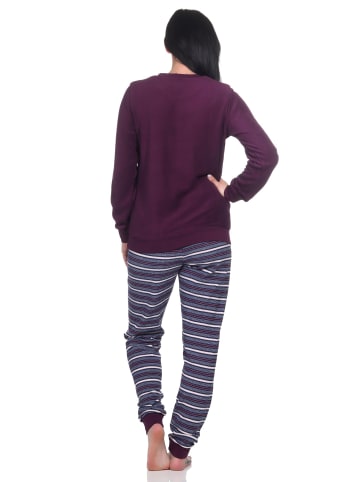 NORMANN Frottee Schlafanzug Bündchen - 82662 in lila