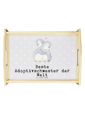 Mr. & Mrs. Panda Serviertablett Pinguin Beste Adoptivschwester d... in Grau Pastell