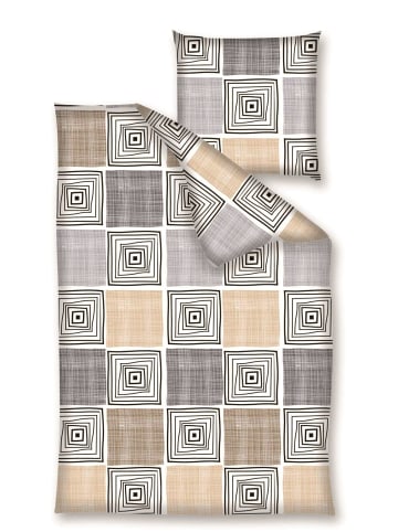 Traumschloss Renforcé Bettwäsche - beige grau kariert in braun