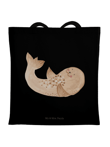 Mr. & Mrs. Panda Schultertasche Robbe Liegen ohne Spruch in Schwarz