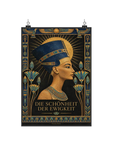 Poster Nofretete elegant Design mit Spruch in Weiß