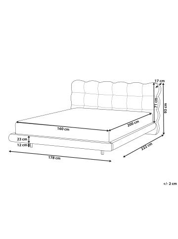 Beliani Doppelbett SOULISSE in Weiß/Schwarz - (W) 178 x (H) 93 x (L) 222 cm