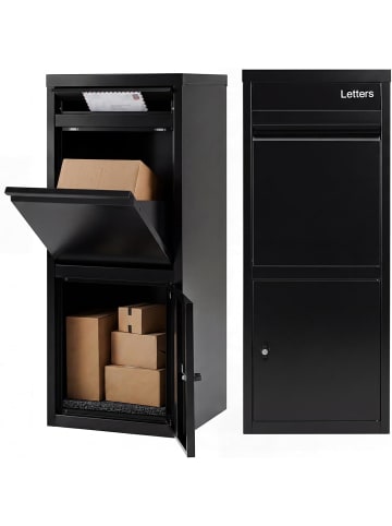 COSTWAY Paketbox mit Brief- & Paketabgabeschlitz 41 x 38 x 102 cm in Schwarz