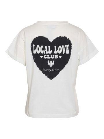 Noisy may Design T-Shirt mit Herz-Print und Schriftzug Local Love Club in Weiß