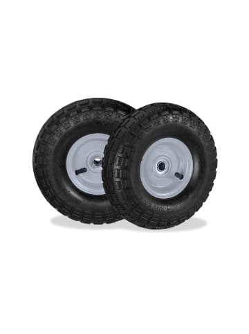 relaxdays 2 x Sackkarrenrad in Schwarz/ Grau - 4.10 3.50-4