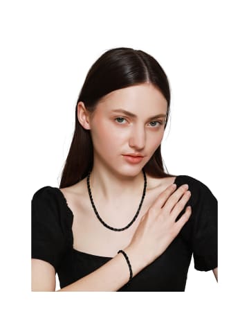 Steel_Art Schmuckset Frauen mit Armband und Halskette Set Nadia schwarz farben in schwarz
