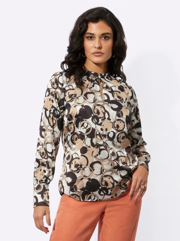creation L Satin-Bluse in ecru-schwarz-bedruckt