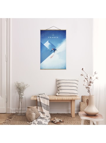 WALLART Stoffbild - Reiseposter - Ski in Frankreich in Blau