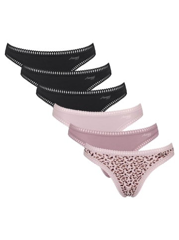 Sloggi String 6er Pack in Schwarz/Rosa